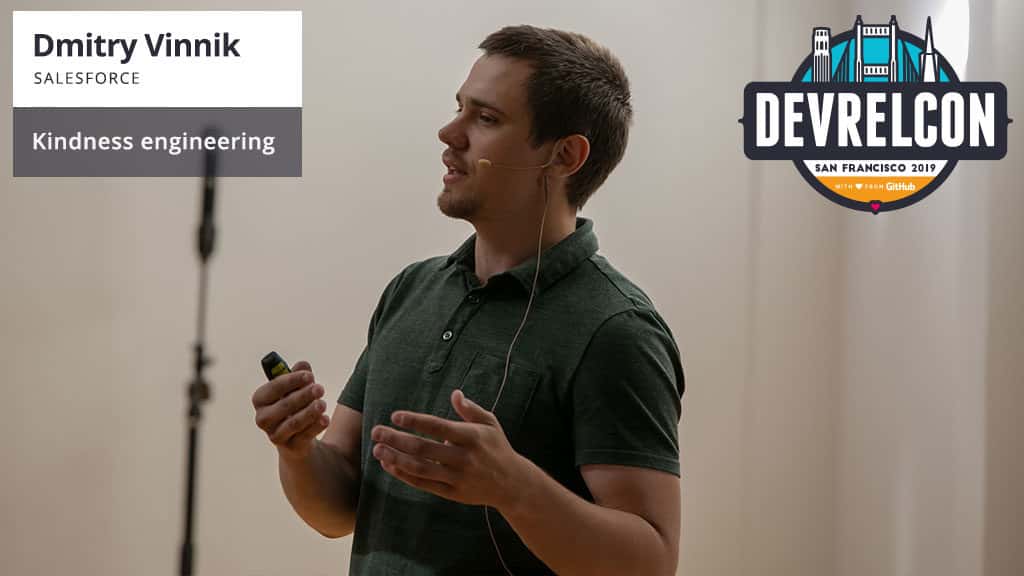 Dmitry Vinnik speaking at DevRelCon San Francisco 2019