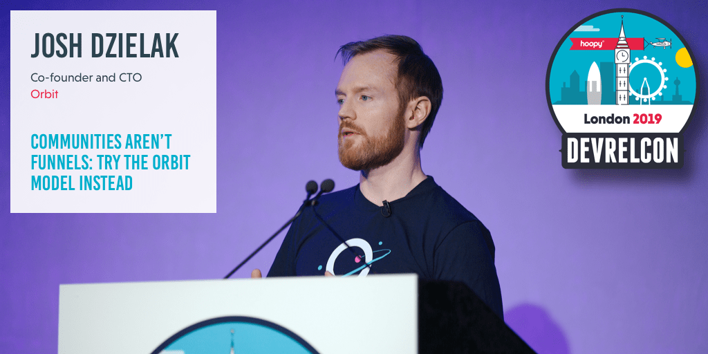 Josh Dzielak speaking at DevRelCon London 2019
